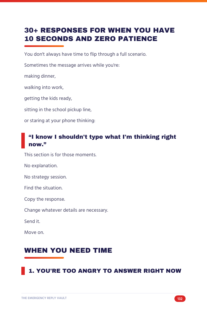 The Emergency Reply Vault page from the playbook